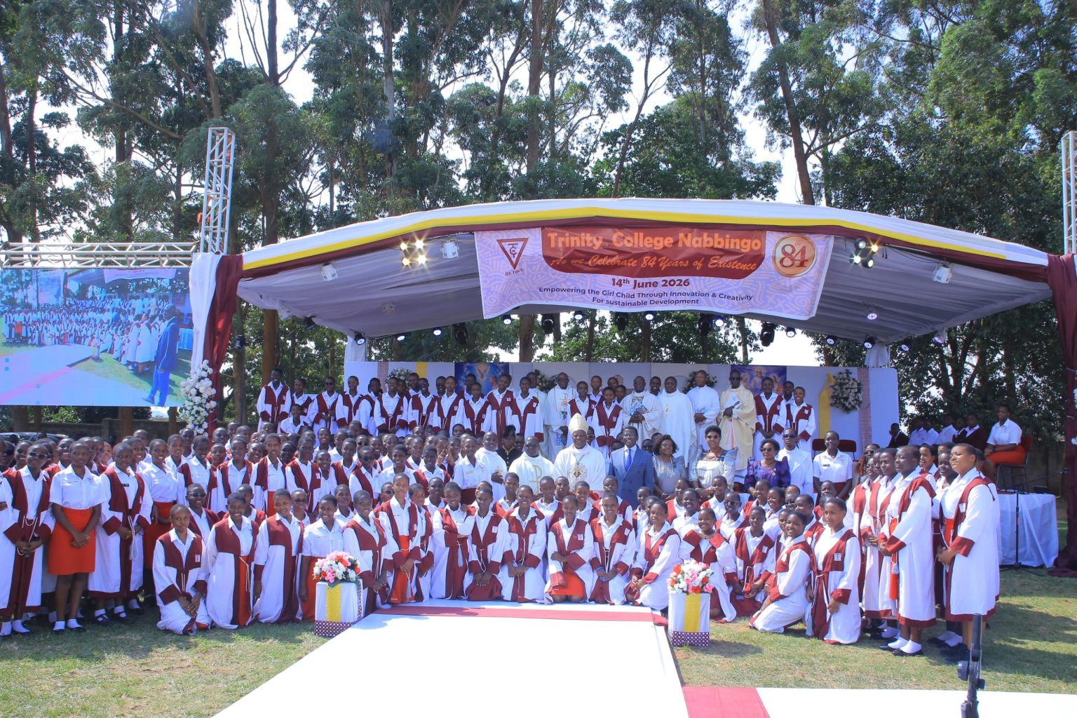 Students, staff and old girls of Trinity College Nabbingo celebrating 84 years in 2026